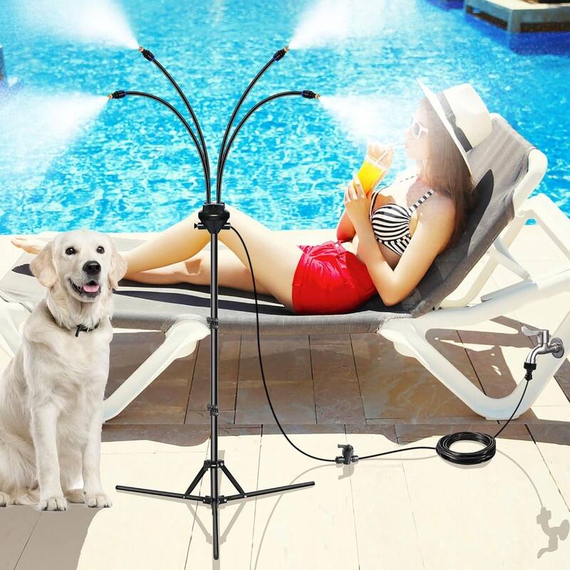 Adjustable Patio Standing Mister, 5.3FT Portable Cooling System - Black
