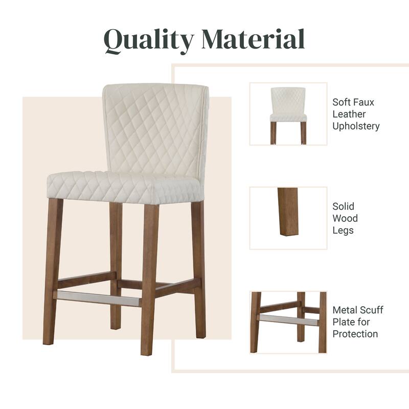 NPD Furniture Albie Diamond Stitching Faux Leather Counter Stool