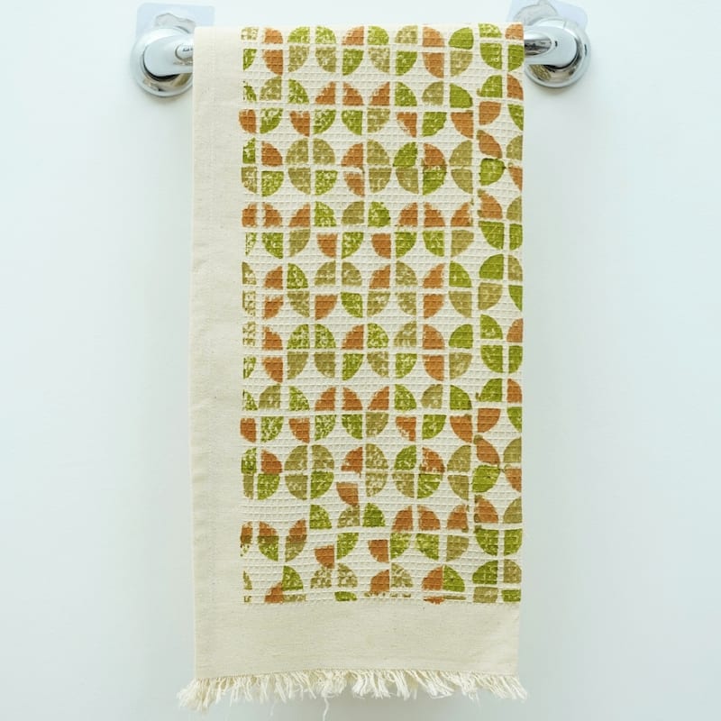Fabdivine Handmade Floral Block Print Kitchen or Bath Room Hand Towels Home or Office Accent