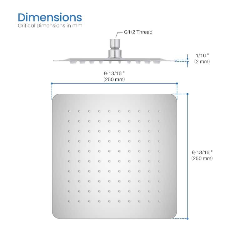 Cube 10" Metal Ultra Thin Profile Rain Shower Head 1.75 GPM