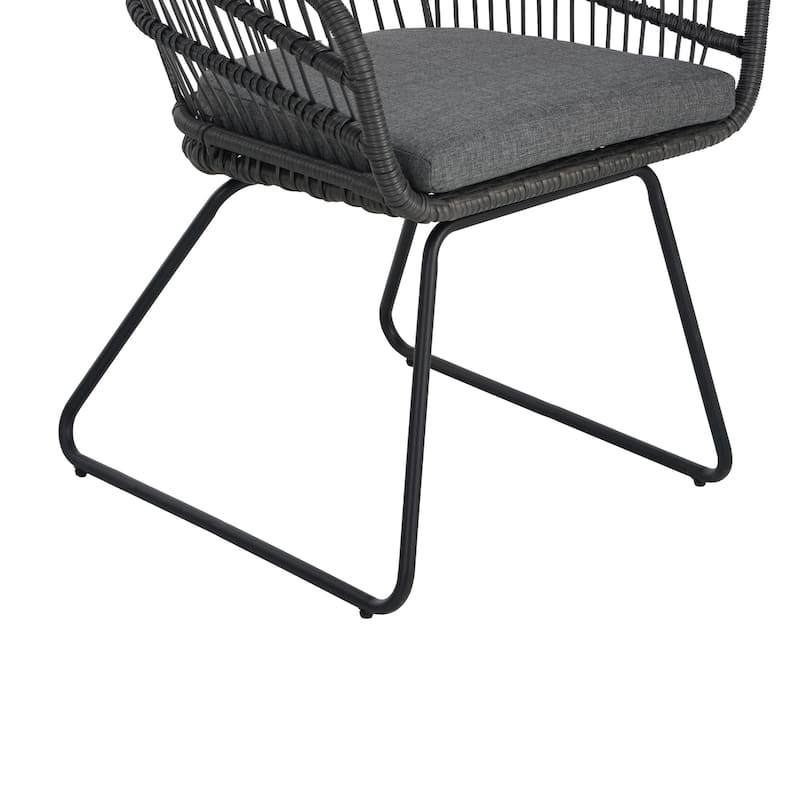 Roomfitters 2-Piece Outdoor Wicker Club Chairs, Transitional Tub Seating with Splayed Sled Legs & Water-Resistant Cushions, Gray