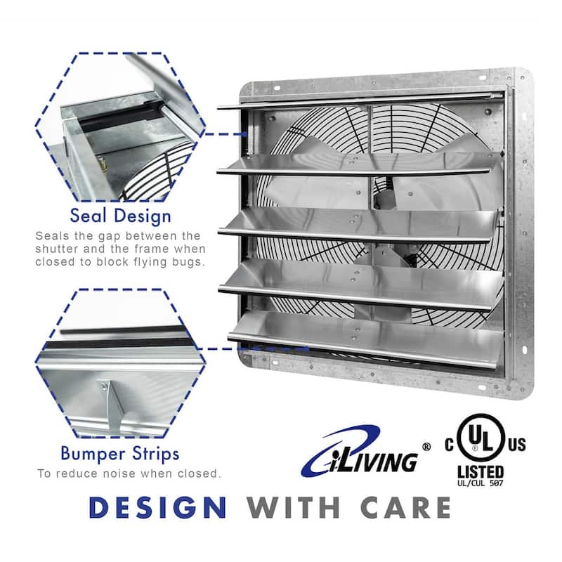 iLIVING 20-inch Variable Speed Shutter Wall-Mounted Exhaust Fan