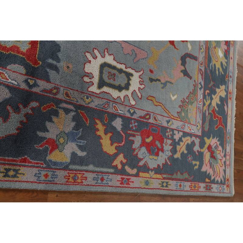 Indian Oushak Oriental Area Rug Hand-Knotted Wool Carpet - 8'2"x 9'9"