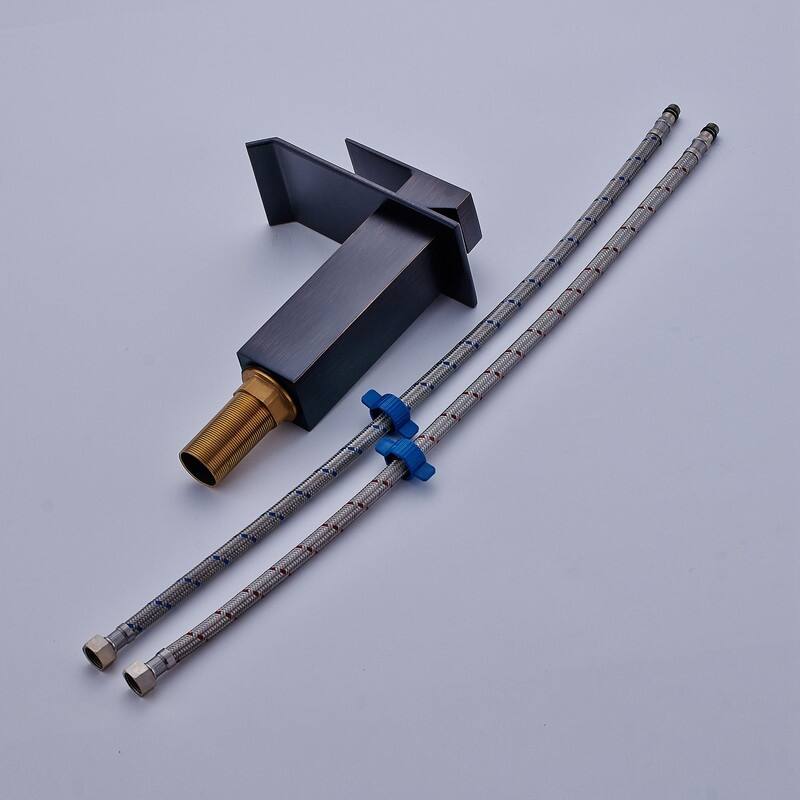 Bathroom Sink Faucet Waterfall Wide Rectangular Spout Single Handle