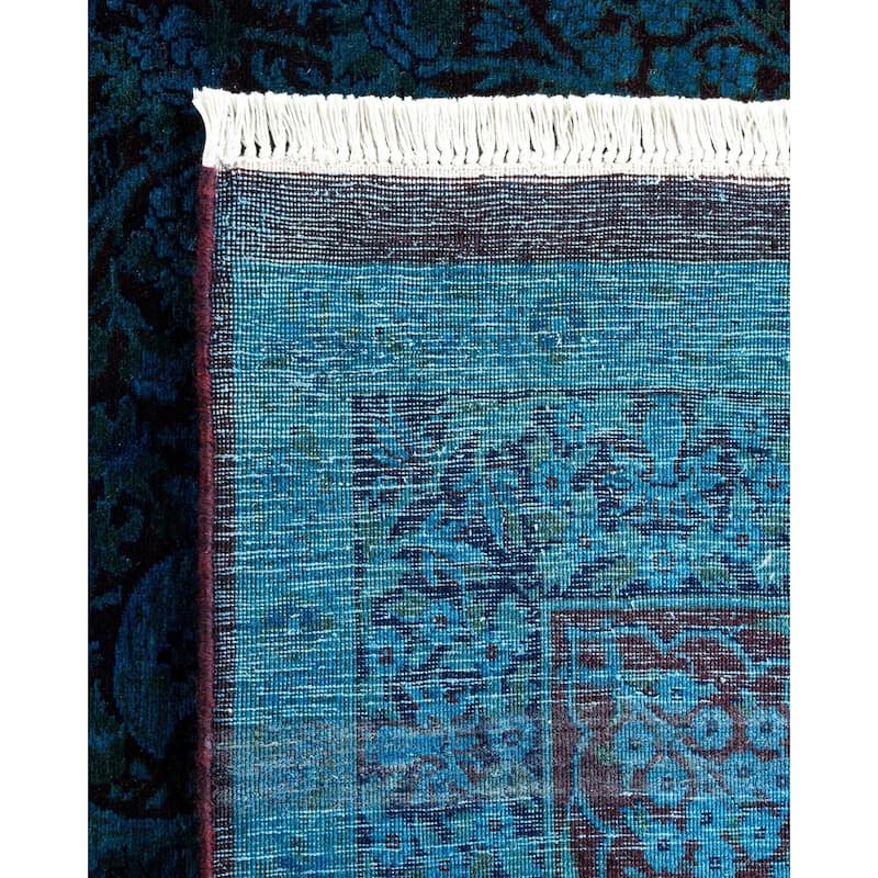 Overton Hand Knotted Wool Vintage Inspired Modern Contemporary Overdyed Navy Area Rug - 8' 2" x 9' 10"