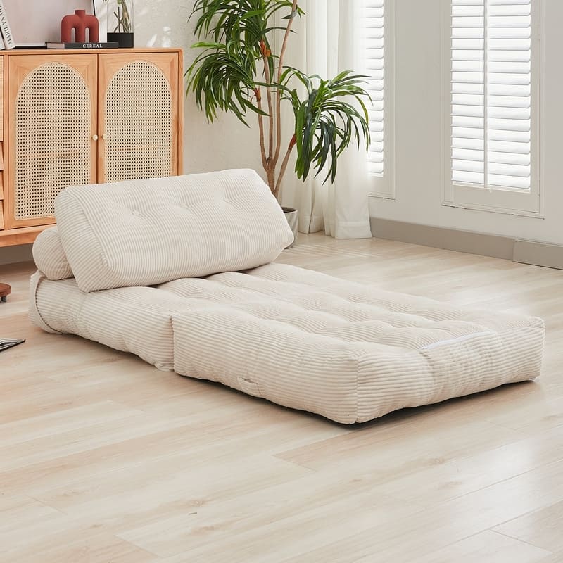 Mixoy W32''/W50'' Corded Velvet Fabric Folding Floor Lazy Futon Sofa Bed