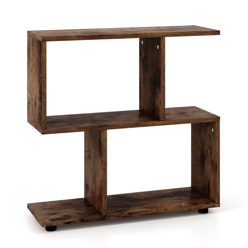 24 Inch 3-Tier Geometric Bookshelf with Thick Foot Pads - 24" x 8" x 24"