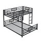 preview thumbnail 7 of 26, L-Shaped Metal Bunk Bed with Ladder and Guardrails, Twin Over Full Size Heavy Duty Bunk Bedframe with Slats Support