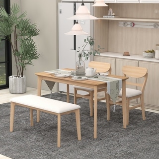 4-Piece Dining Table Set, Kitchen Table with 2 Chairs and 1 Bench for 4 ...