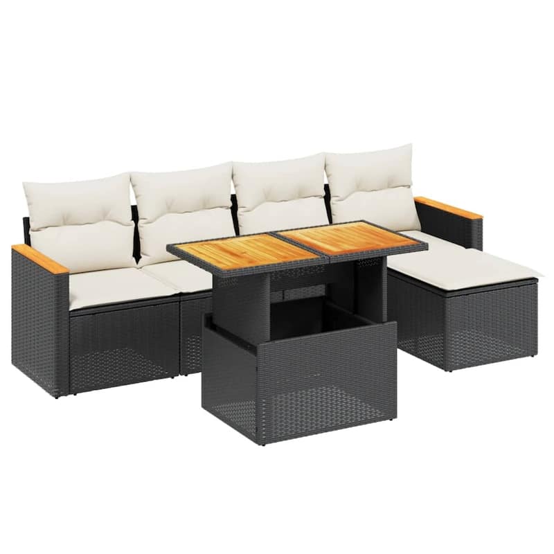 vidaXL Garden Sofa Set Black PE rattan Large Modular Garden Sofa Set - 21.7 x 39.4 x 28.7