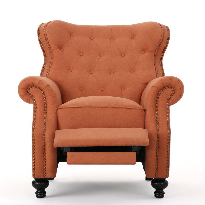 Diamond‑Stitch Tufted Recliner Chair with Nailhead Trim