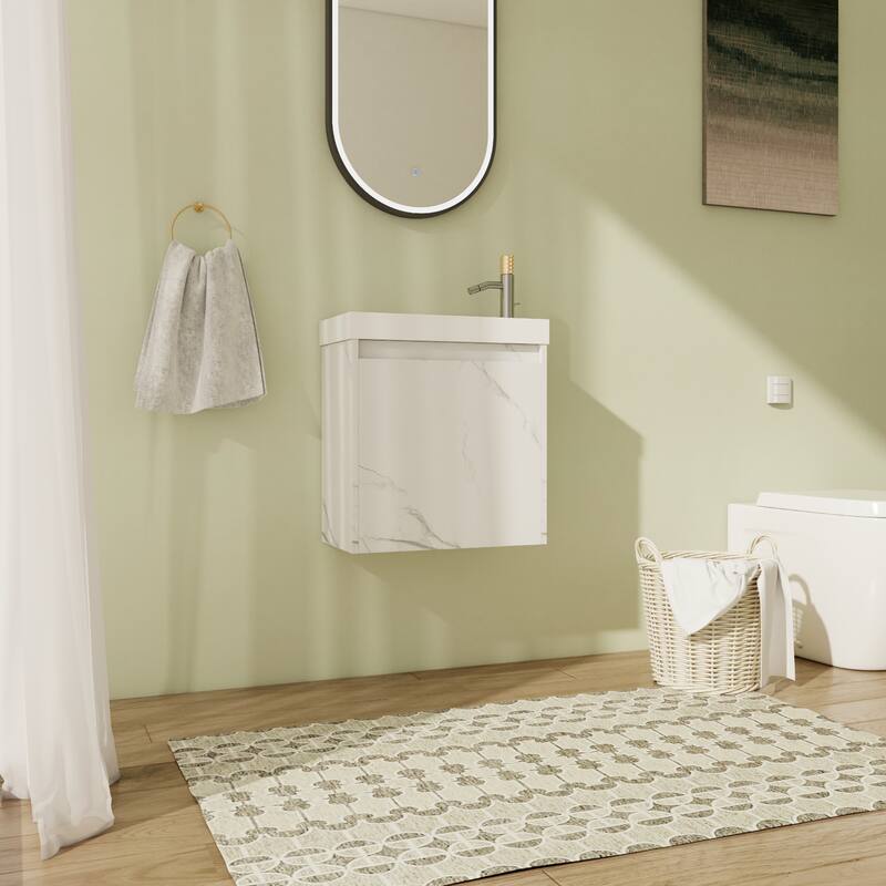 20" Floating Bathroom Vanity with Sink, Mini Wall Mounted Bathroom Vanity with Soft Close Door