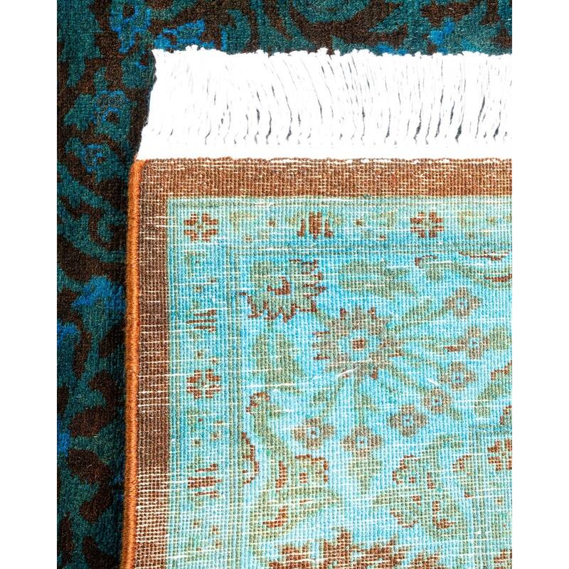 Overton Hand Knotted Wool Vintage Inspired Modern Contemporary Overdyed Black Runner Rug - 3' 0" x 14' 4"