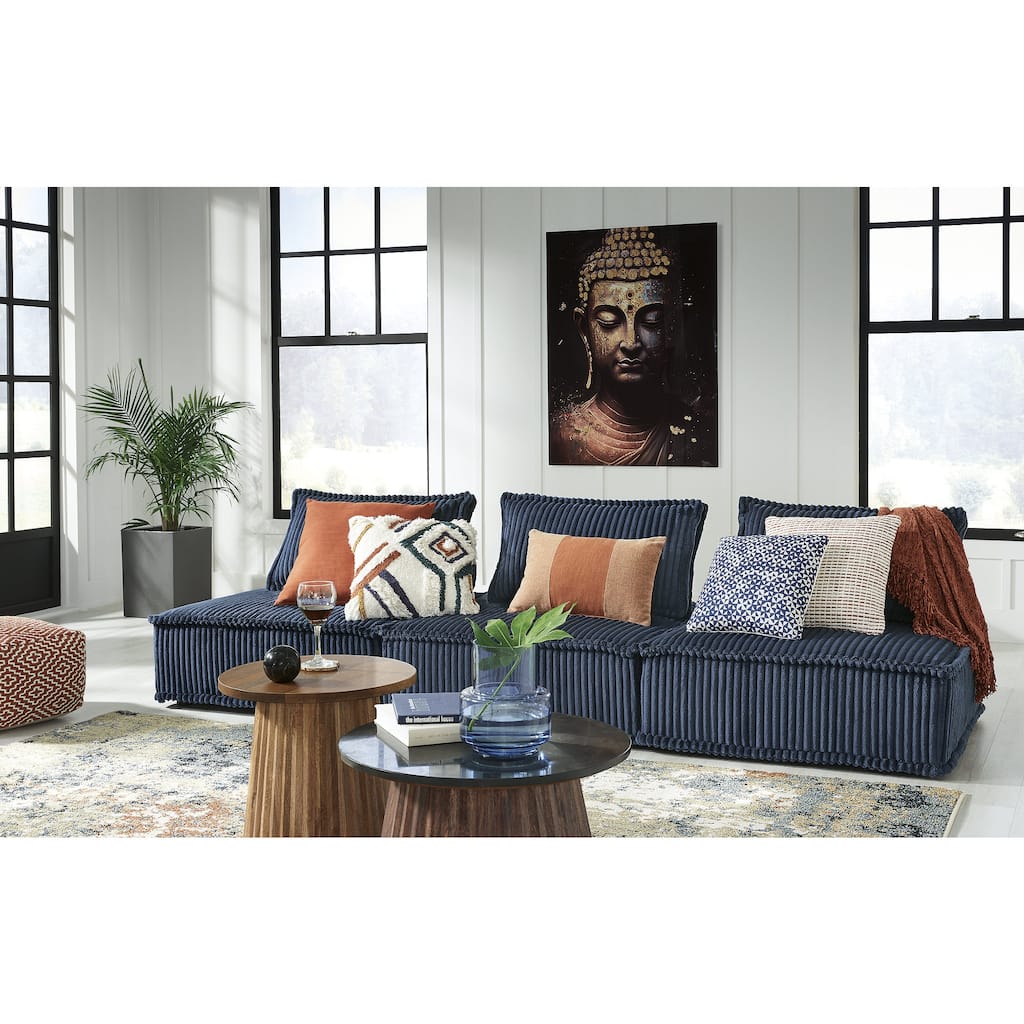 Signature Design by Ashley Bales Blue 3-Piece Modular Seating - 117" W x 39" D x 28" H