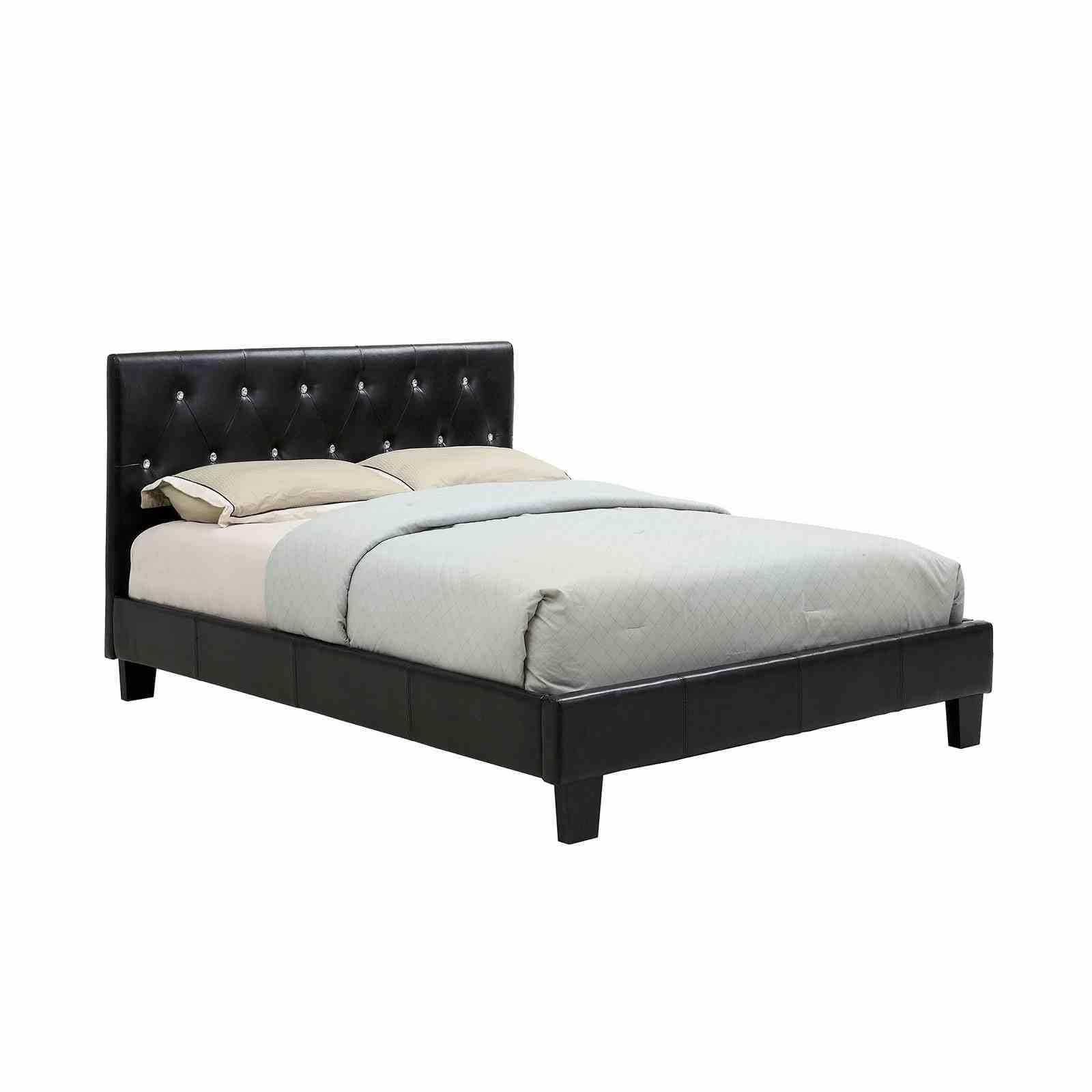 Contemporary Black Finish 1PC Fully Upholstered Tufted Platform Bed