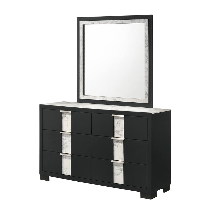 Eirena Black LED Panel Bed