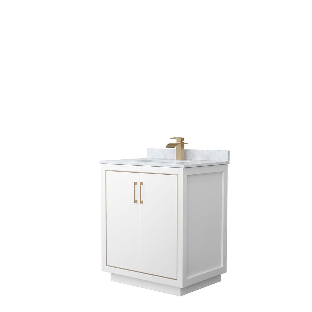 Icon Single Vanity Set, White Carrara Marble Top, No Mirror
