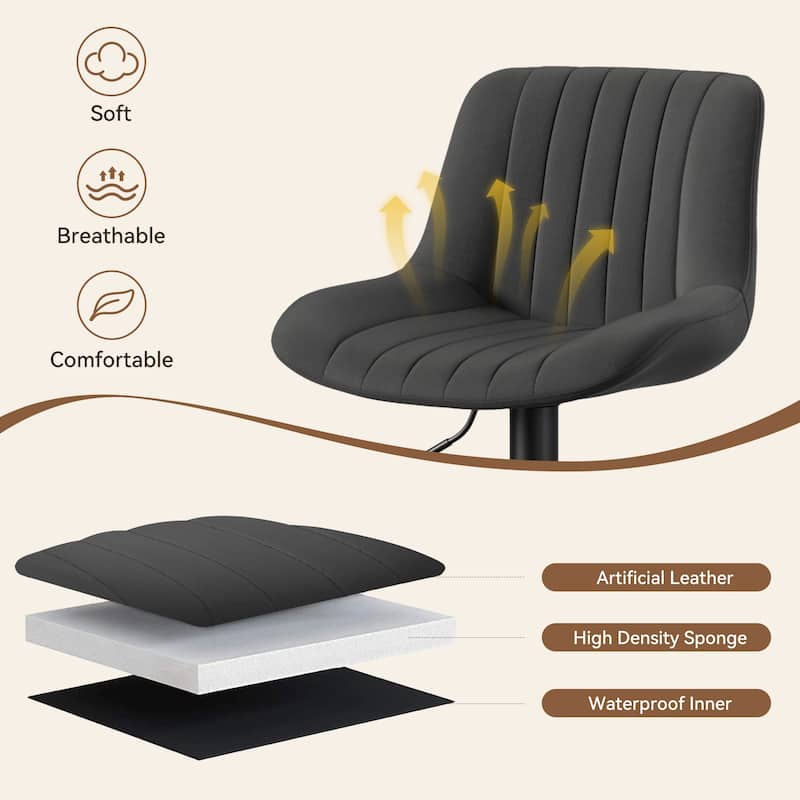 Bar Stools Set of 2, Adjustable Modern Swivel Bar Stools with Backs, Counter Height Performance Fabric Island Chairs