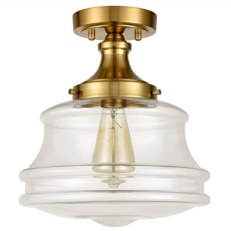 Orvieto Modern Brass Semi Flush Mount Ceiling Light Schoolhouse Fixture 1-Light