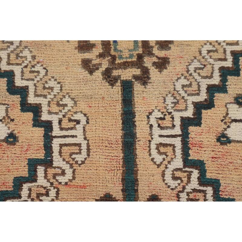 Orange Geometric Bakhtiari Persian Vintage Rug Handmade Wool Carpet - 5'0" x 10'0"