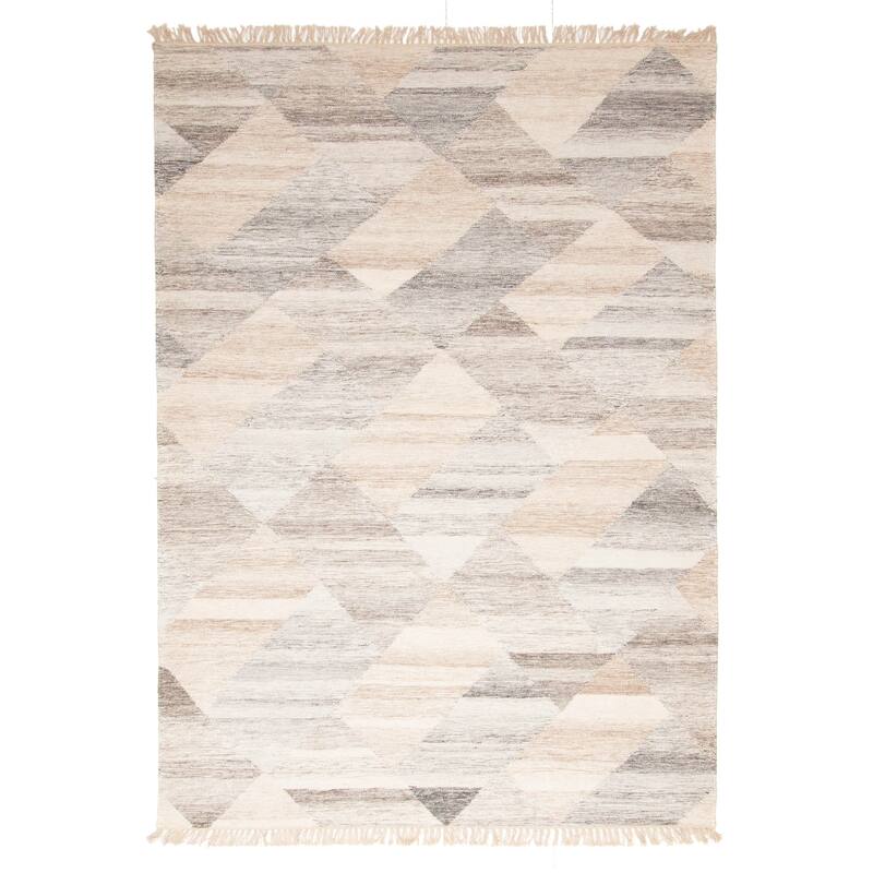 ECARPETGALLERY Flat-Weave Ankara FW Grey Wool Kilim - 5'1 x 7'6