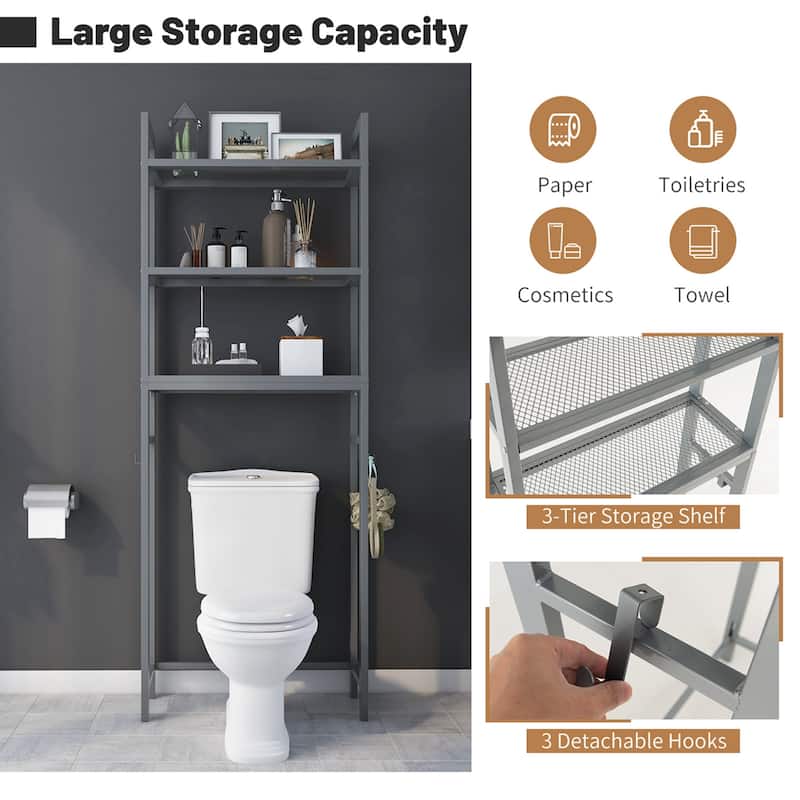 Costway Over-The-Toilet Storage Shelf Space Saving Metal Bathroom - See Details