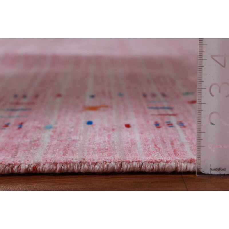 Hand Knotted Oriental 100% Wool Carpet Tribal Animal Pictorial Pink Gabbeh Area Rug - 9' 11'' X 9' 8''