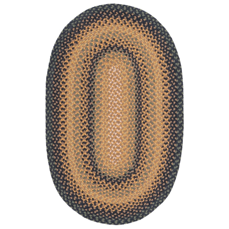 SAFAVIEH Handmade Braided Sylvianne Cotton Rug - 4' x 6' Oval - Gold/Sage