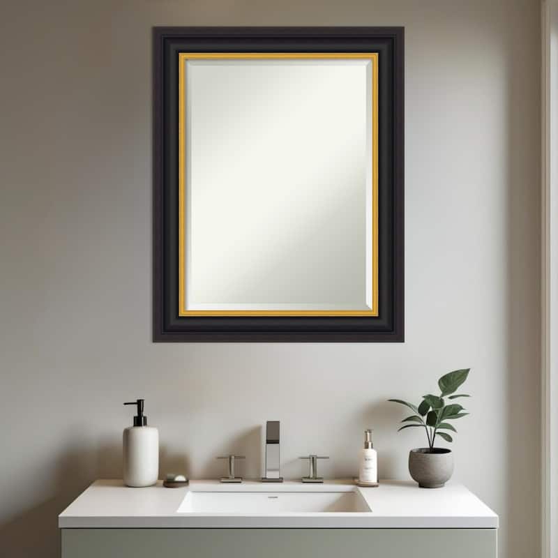 Sierra Beveled Wood Framed Bathroom Vanity Wall Mirror