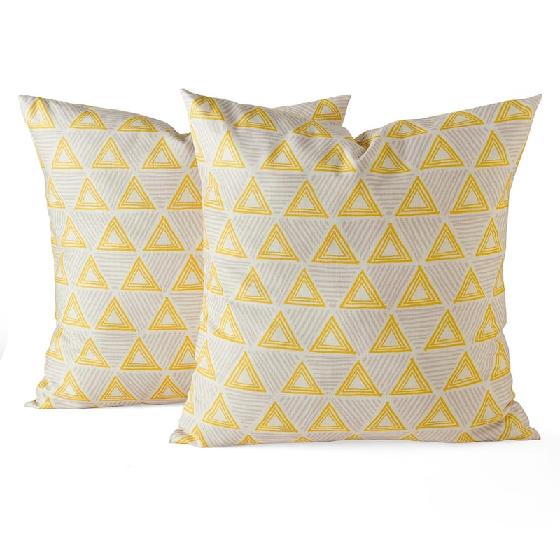 Exclusive Fabrics Printed Cotton Throw Pillow Covers 18 X 18 - Textured Decorative Pillow Covers (Set of 2)