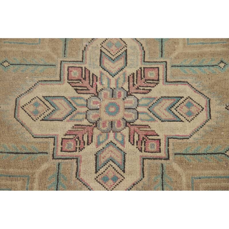 Pink Red Geometric Tabriz Persian Area Rug Hand-Knotted Wool Carpet - 6'6"x 9'10"