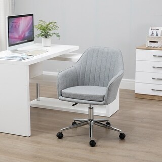 Vinsetto Office Computer Chair Mid-Back Task Chair with Tub Shape Design, Lined Pattern Back and Swivel Wheels for Living Room