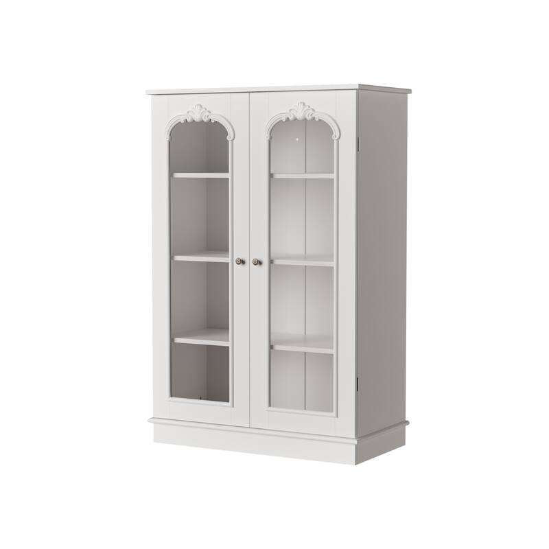 Modern Kitchen Pantry Cabinet Freestanding Storage Cabinet White Brown