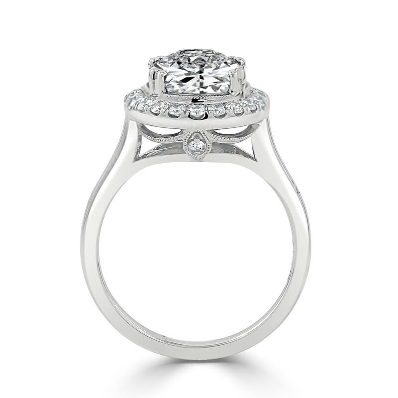 Auriya 14k Gold 2 1/4ct Vintage Oval Moissanite Halo Diamond Engagement Ring 1/3cttw