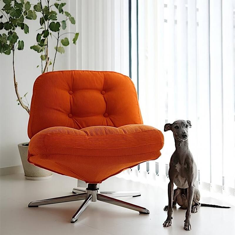 Retro Corduroy Swivel Lounge Chair