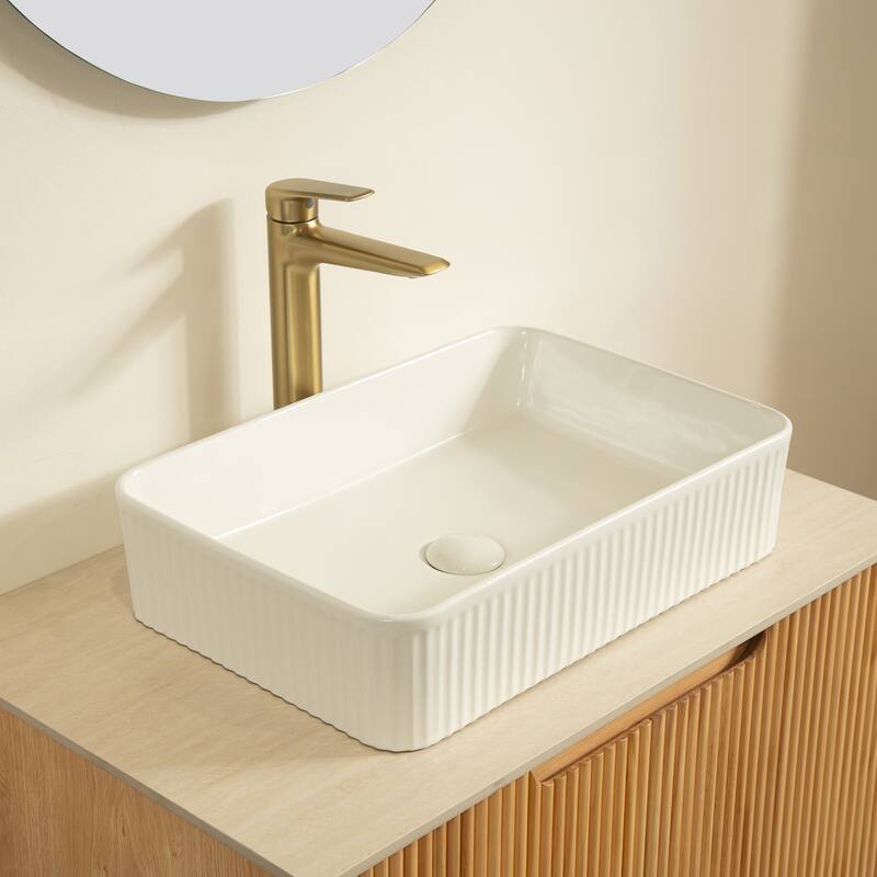GDFStudio - Turio 30" Freestanding Bathroom Vanity with Dual Doors, Ceramic Basin & Sintered Stone Countertop, WITHOUT Faucet