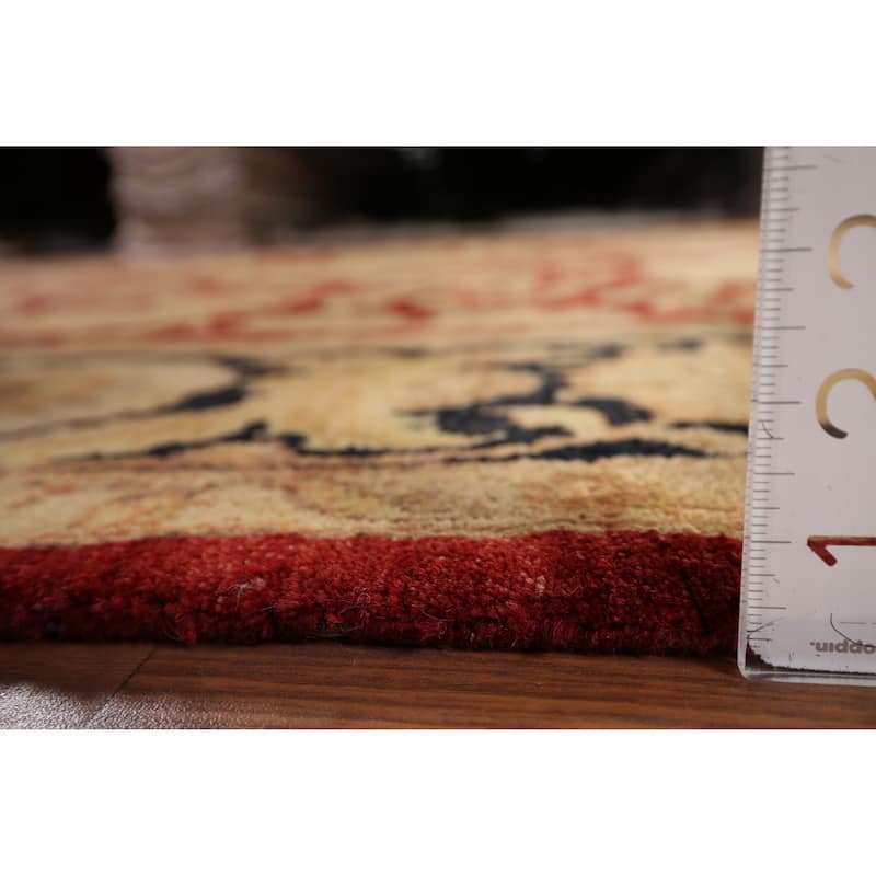 Red Floral Agra Indian Area Rug Handmade Wool Carpet - 9'0" x 12'5"