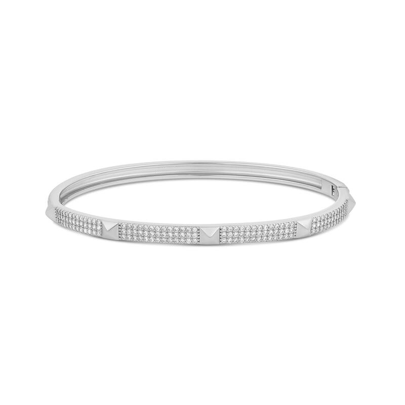 SHYMI Pave Studded 3 Row Bangle - Silver - White