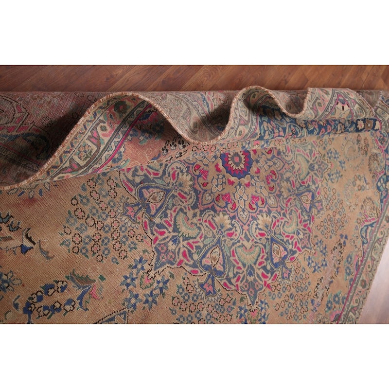 Mashad Persian Vintage Area Rug Handmade Wool Carpet - 6'7"x 9'11"