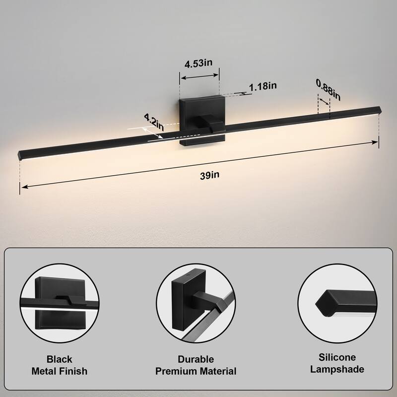 Modern Vanity Lighting Fixtures 24/32/39'' Bathroom Vanity Lights Over Mirror Wall Sconce for Bathroom