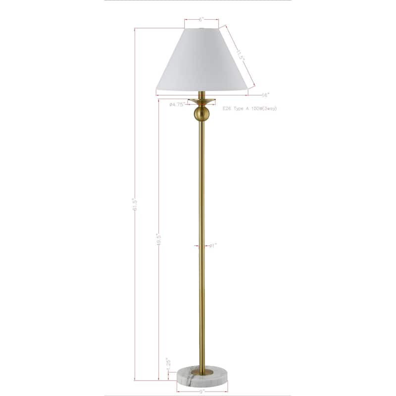 Marjorie 62" Floor Lamp with Linen Shade, Gold