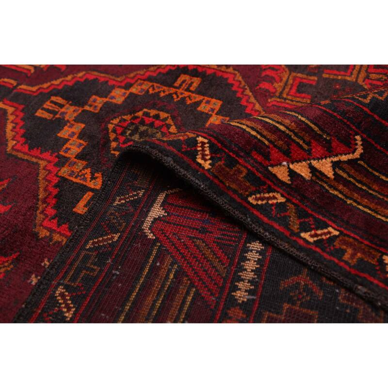 ECARPETGALLERY Hand-knotted Teimani Black, Dark Red Wool Rug - 3'7 x 6'8