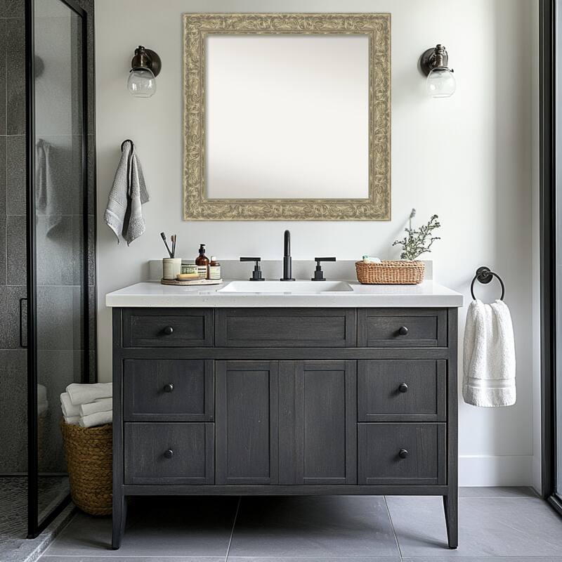 Luxe Non-Beveled Framed Bathroom Vanity Wall Mirror