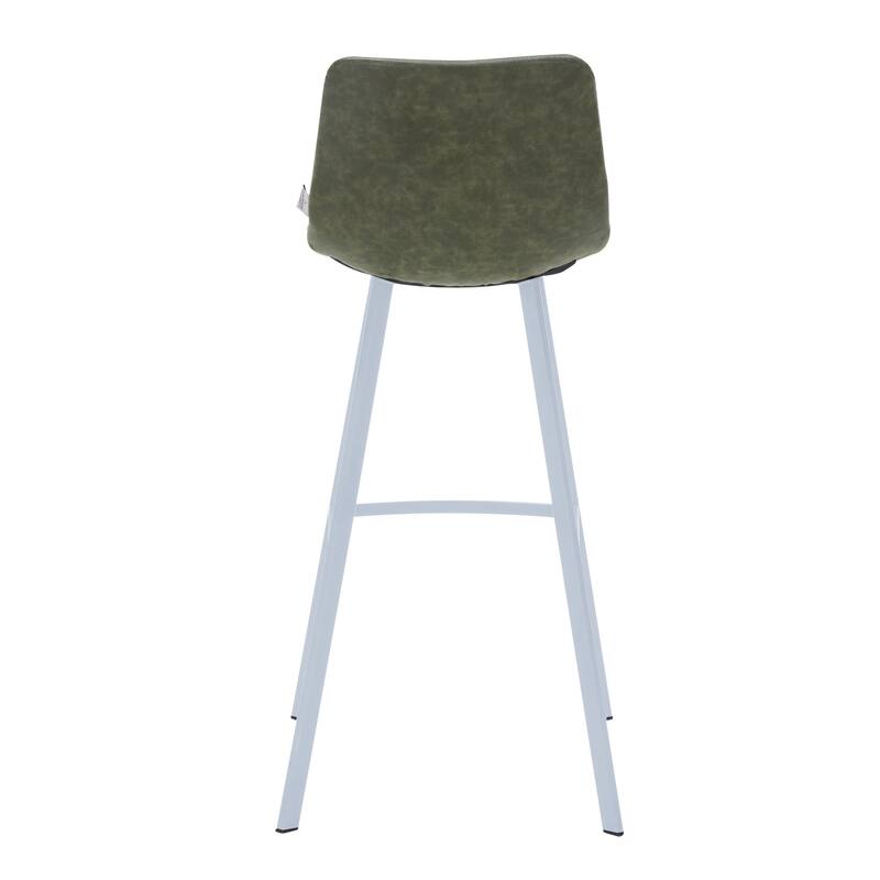 Leather 41" Counter Height Bar Stool with Stainless Steel Legs and Footrest
