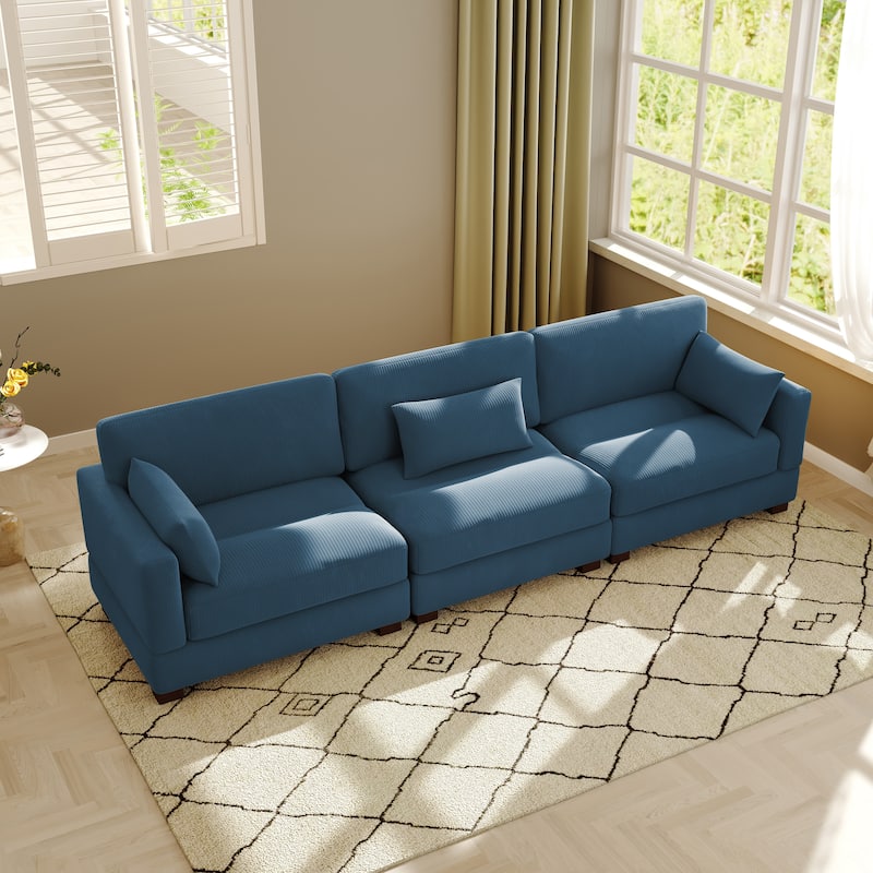 Modern 3-Piece Corduroy Sectional Sofa 3 Seater Sofa For Living Room