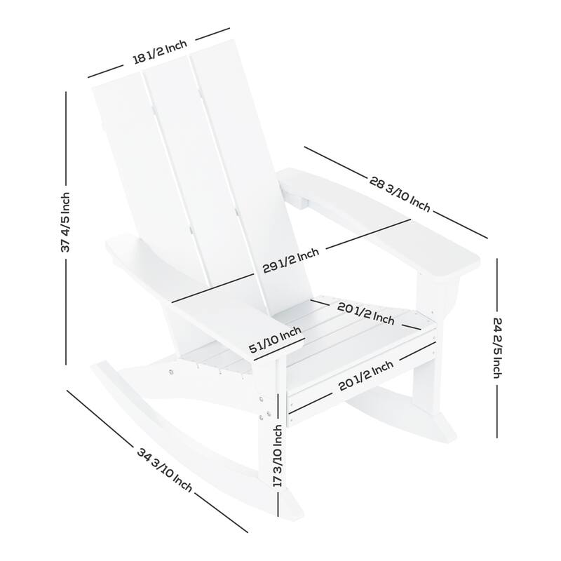 Shoreside Modern Eco-Friendly All Weather Poly Adirondack Rocking Chairs with Side Table (3-Piece Set)