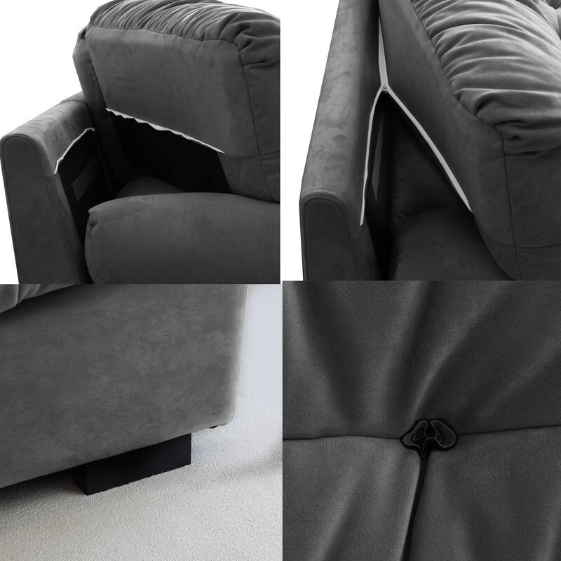 105" Suede Fabric Sectional Sofa Cloud Shape Couch for Living Room