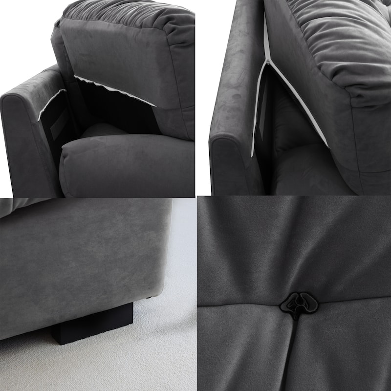 89" Suede Sectional Sofa Cloud Shape Couch for Living Room