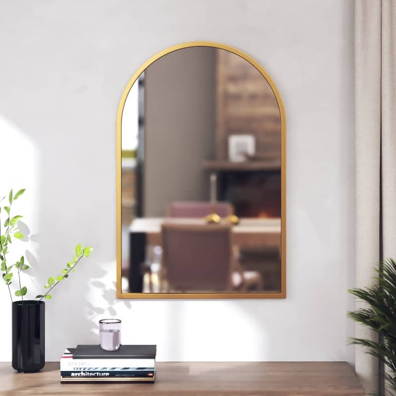 Wall Mount Arched Mirror with Slim Metal Frame