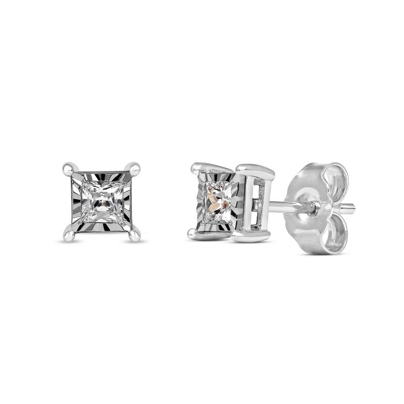 1/20ct to 3/4ct TDW Diamond Solitaire Stud Earrings in Silver for Women